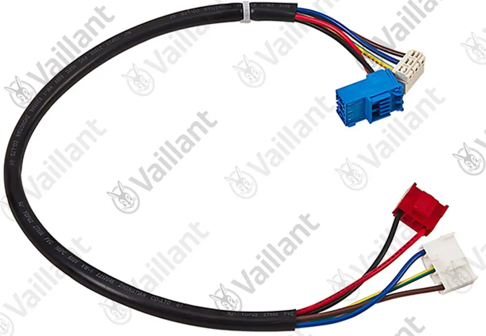 Vaillant Kabelbaum mit mehreren bunten Leitungen und Steckverbindungen, geeignet für elektrische Verbindungen in Heizsystemen.